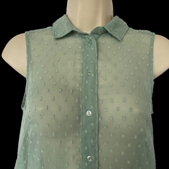 H&M Sheer Sleeveless Collared Blouse- Size 2 - Picture 2 of 4